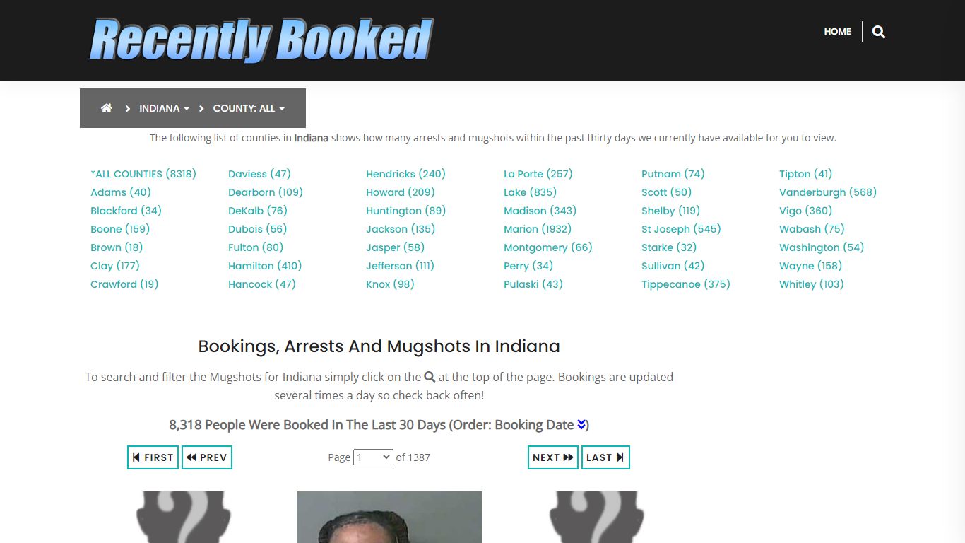 Recent bookings, Arrests, Mugshots in Indiana - Recently Booked