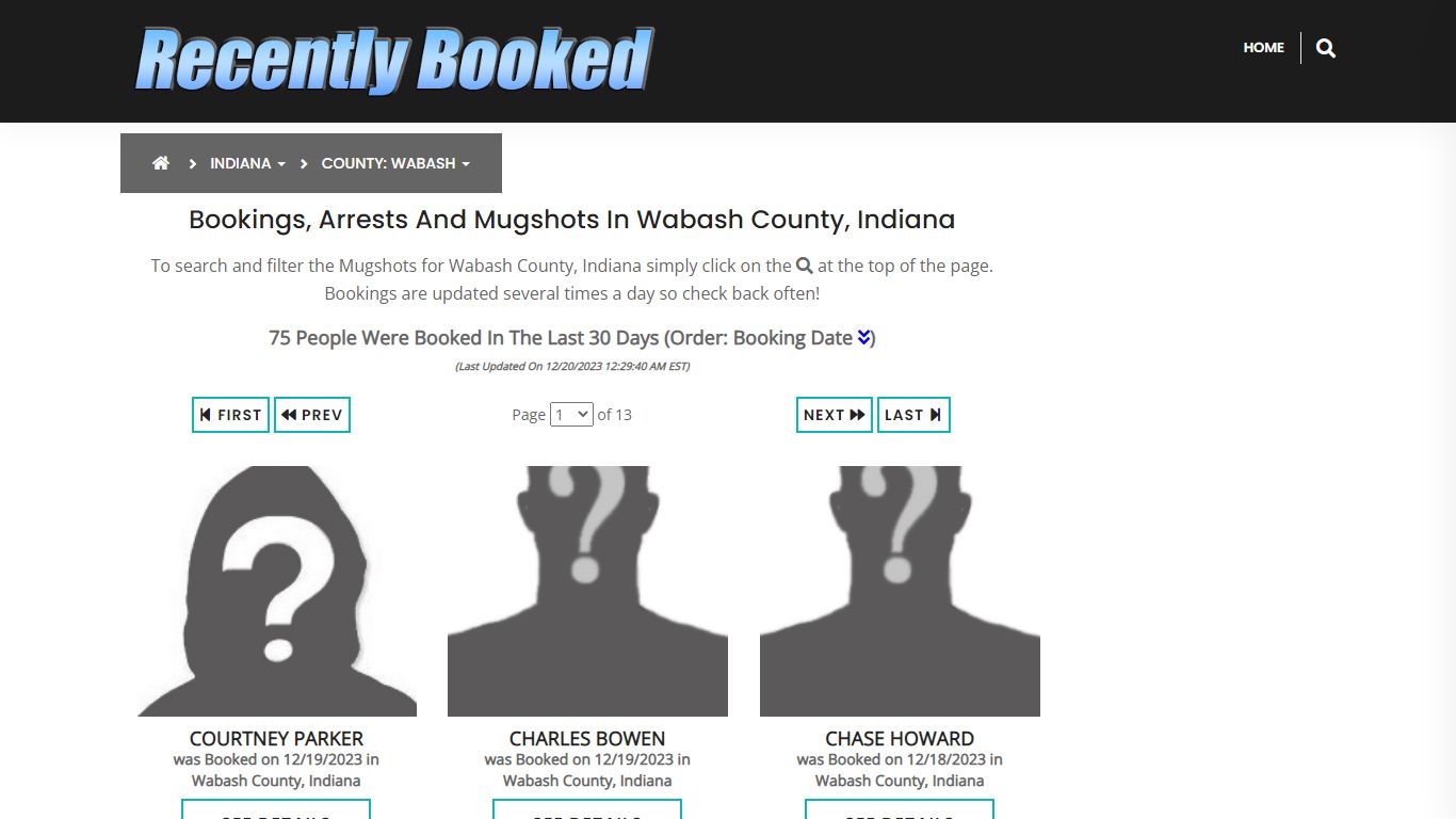 Recent bookings, Arrests, Mugshots in Wabash County, Indiana
