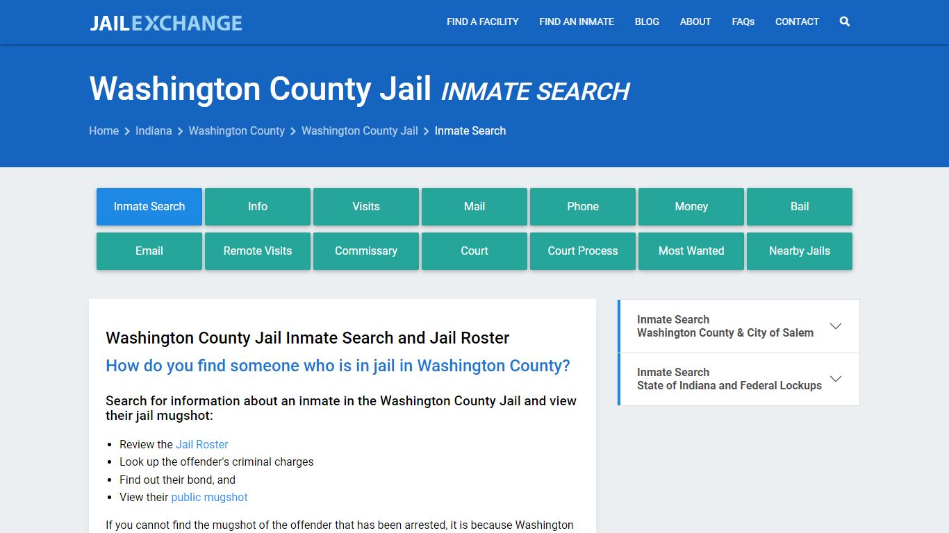 Inmate Search: Roster & Mugshots - Washington County Jail, IN